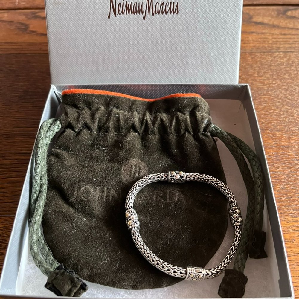 John Hardy Sterling/18K 4-Station Jaisalmer Dot  bracelet, 7.5” $850 retail